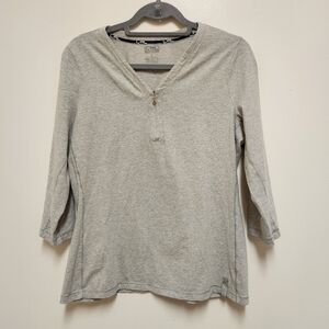Lauren Ralph Lauren Shirt Womens Casual 3/4 Sleeve Large Gray 1/4 zip